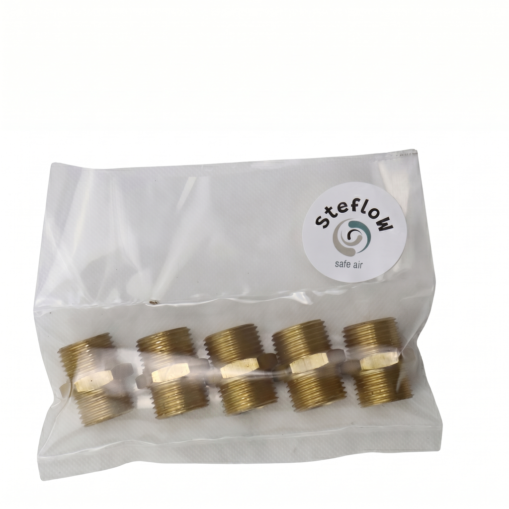 Messing Doppelnippel G 1/2" x G 1/2" AG 5er Pack