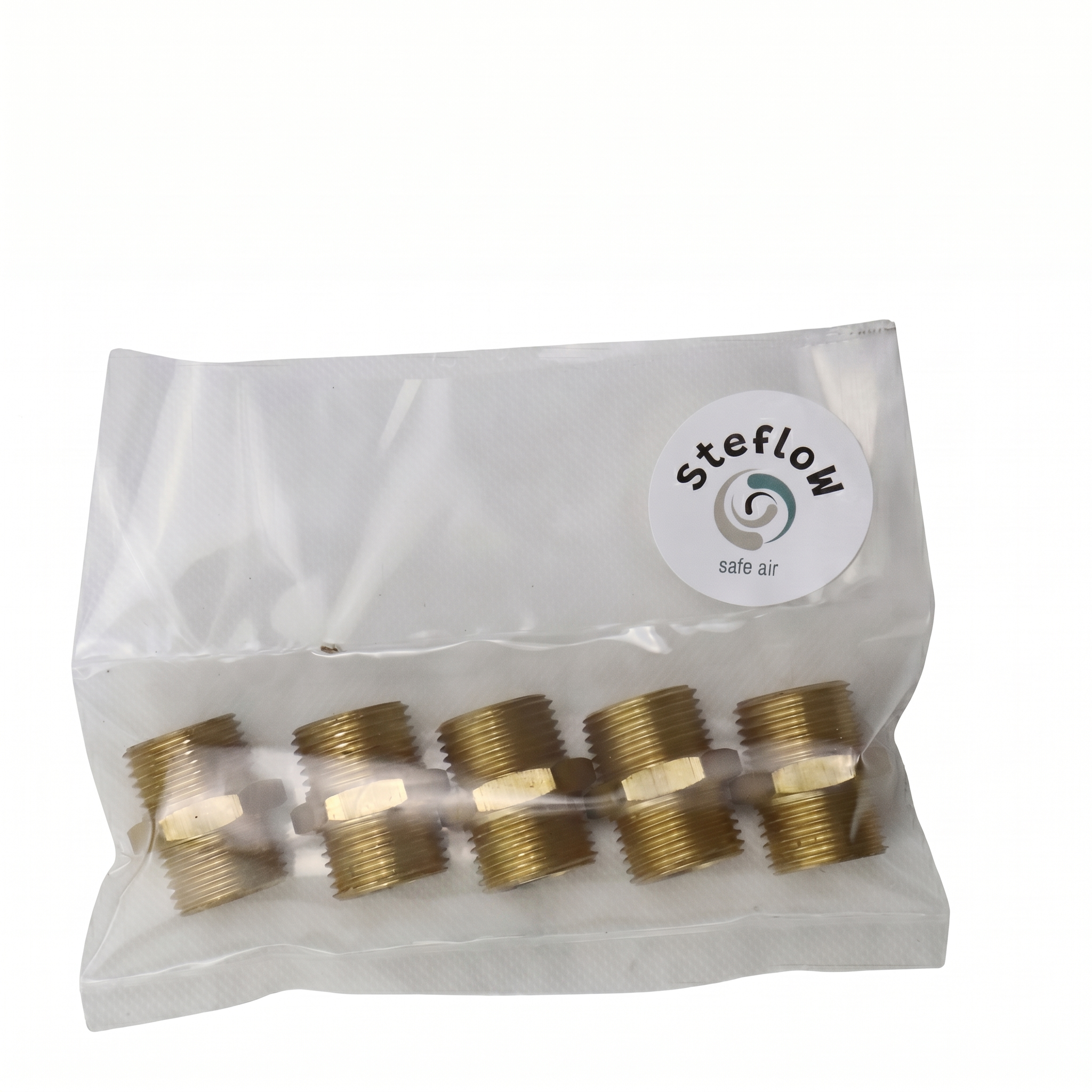 Messing Doppelnippel G 1/2" x G 1/2" AG 5er Pack