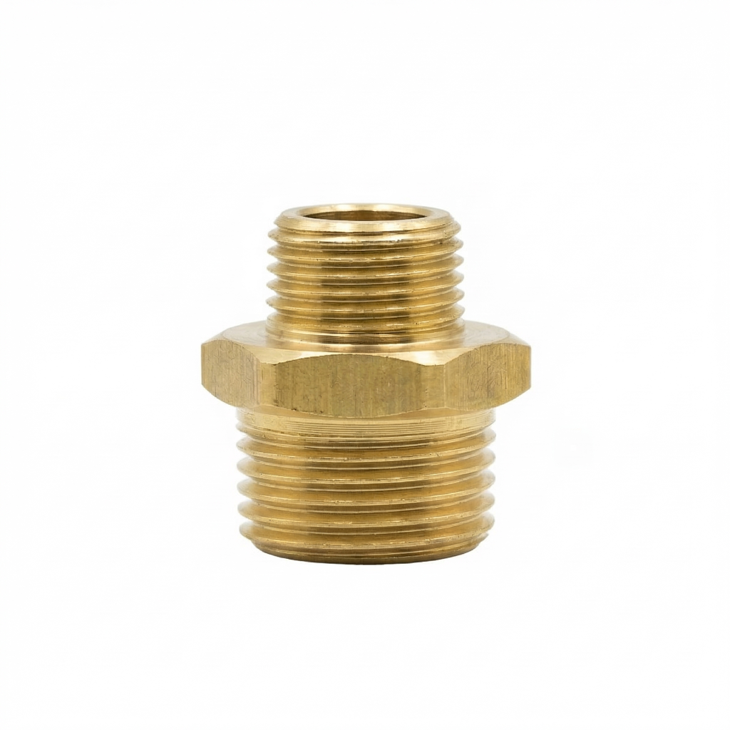 Messing Doppelnippel reduziert G 3/8" x G 1/2" AG 5er Pack