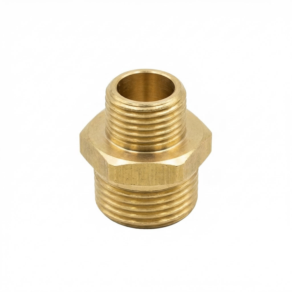 Messing Doppelnippel reduziert G 3/8" x G 1/2" AG 5er Pack