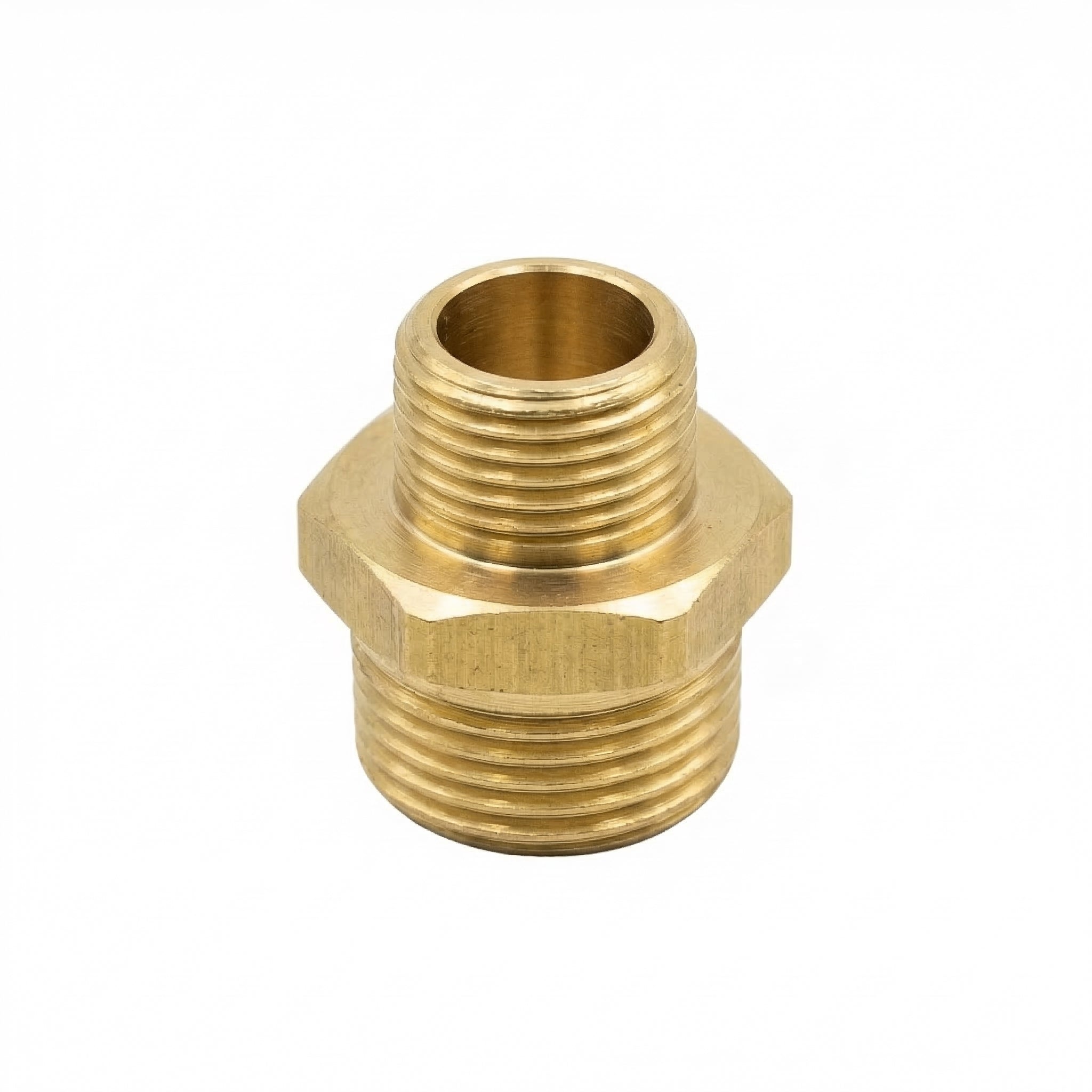 Messing Doppelnippel reduziert G 3/8" x G 1/2" AG 5er Pack