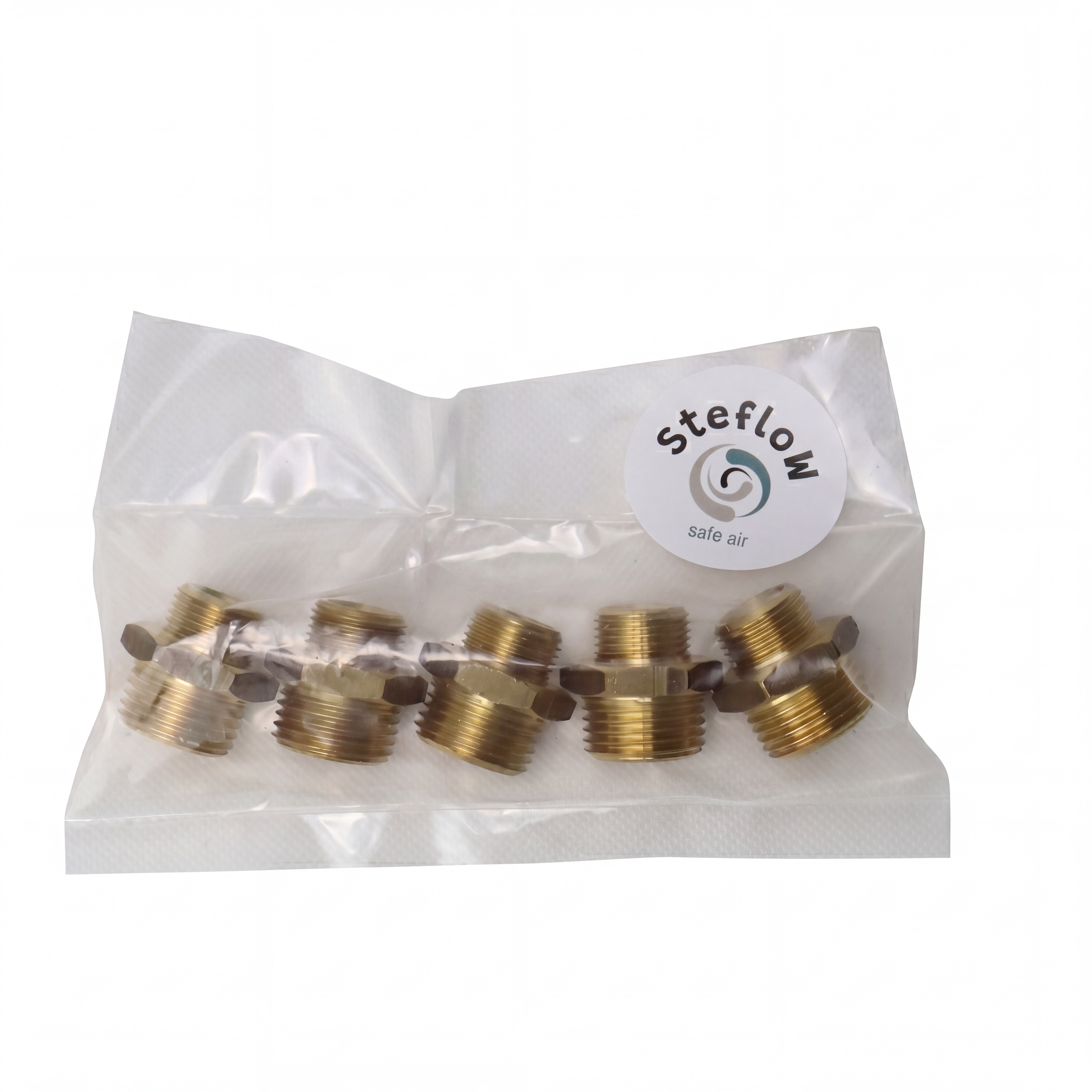 Messing Doppelnippel reduziert G 3/8" x G 1/2" AG 5er Pack