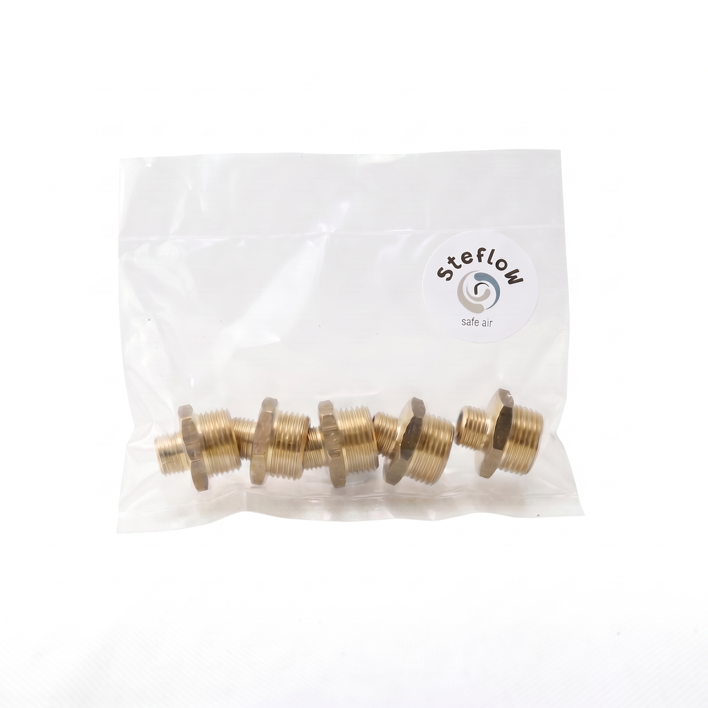 Messing Doppelnippel reduziert G 1/4" x G 1/2" AG 5er Pack