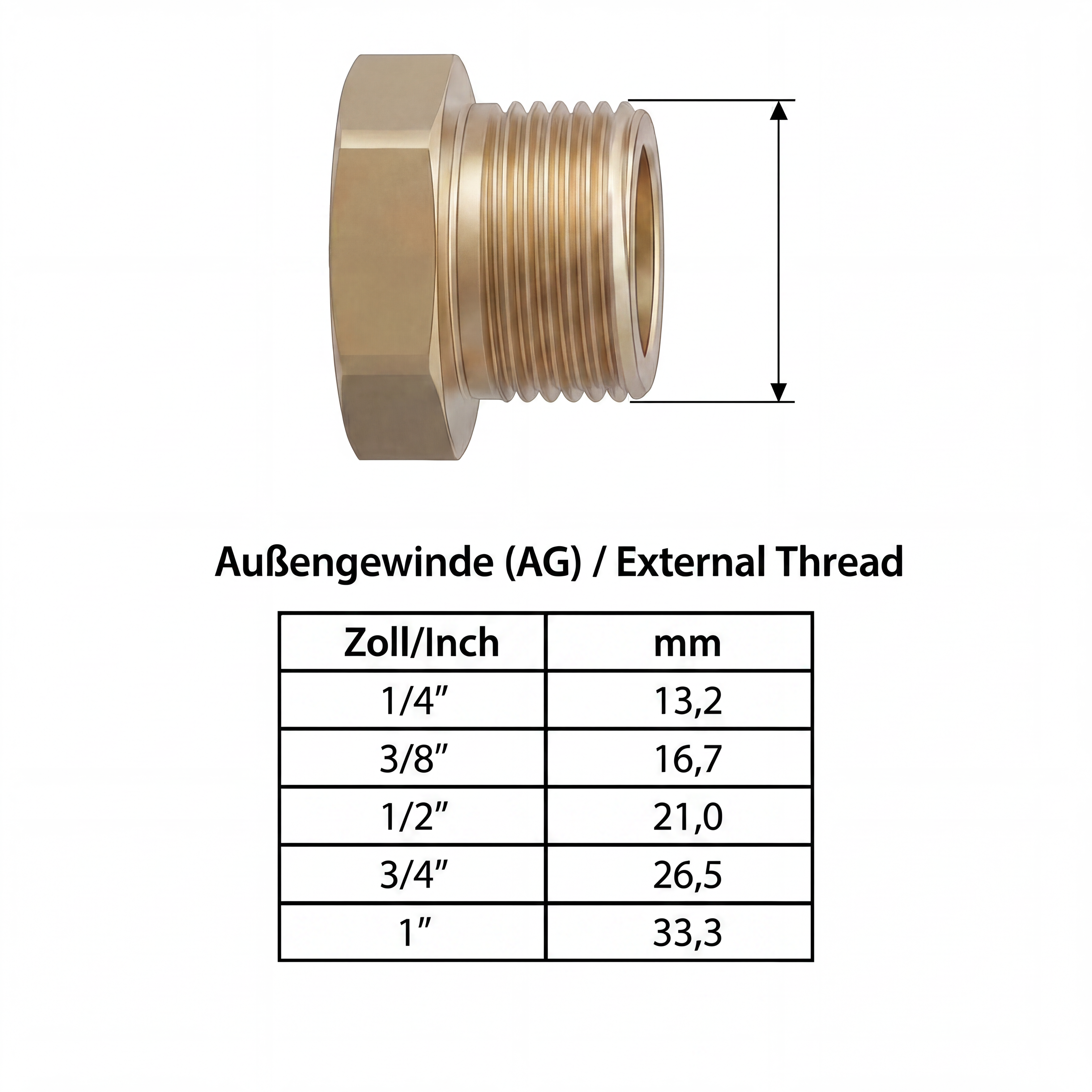 Messing Reduzierstück G 3/8" (AG) x G 1/4" (IG)
