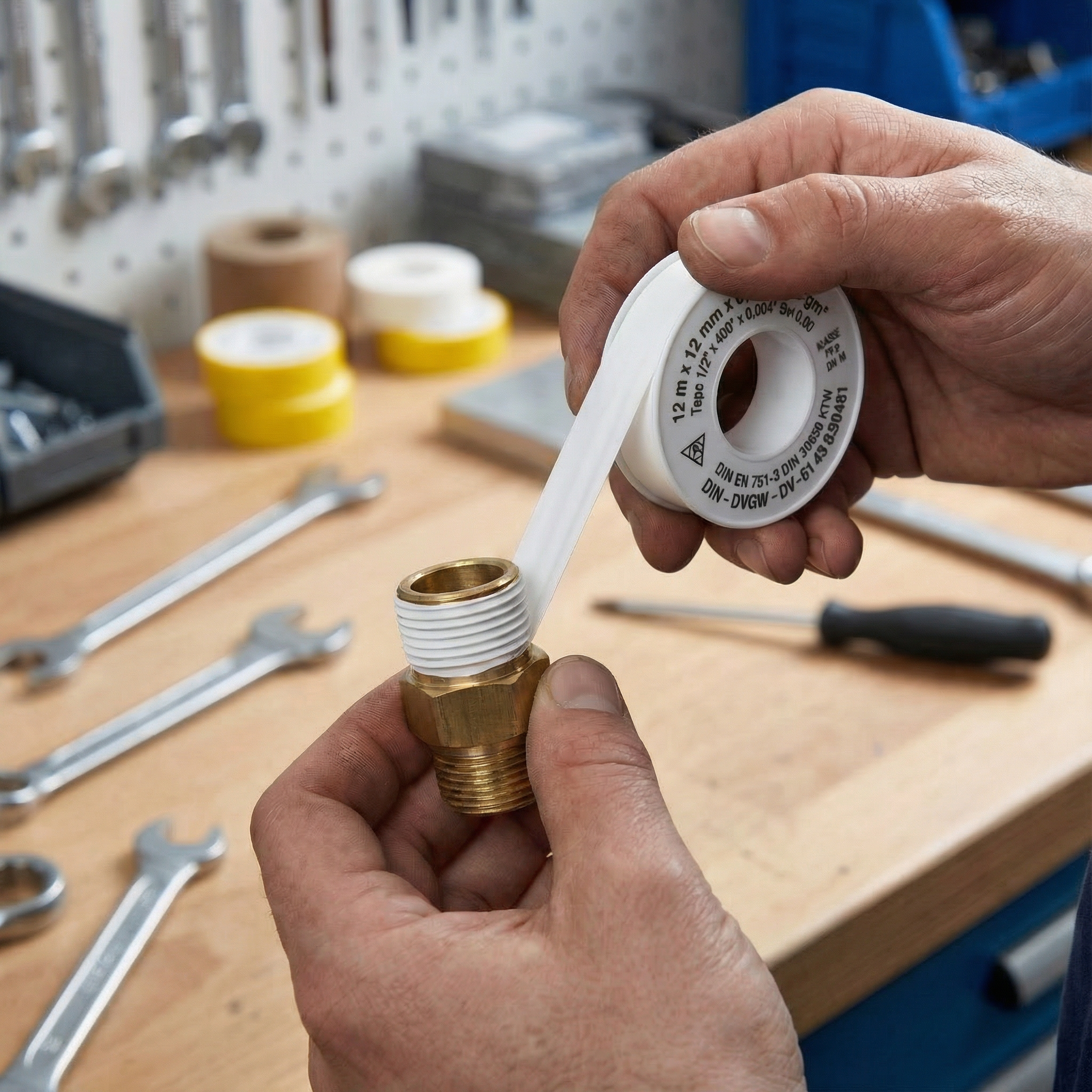 Messing Doppelnippel-Set 1/8", 1/4", 3/8", 1/2" – je 2x Doppelnippel inkl. Teflonrolle