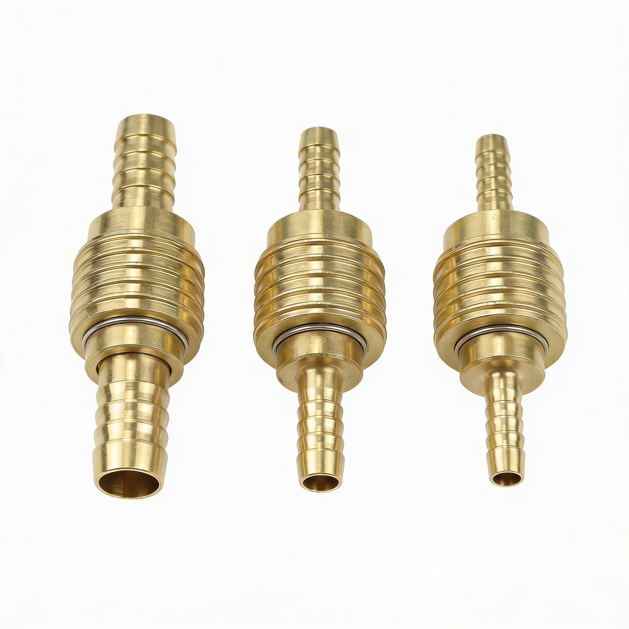 Messing Schlauchkupplungs-Set 6mm, 9mm, 13mm – je 1x Kupplung & Stecknippel inkl. Schraubschellen