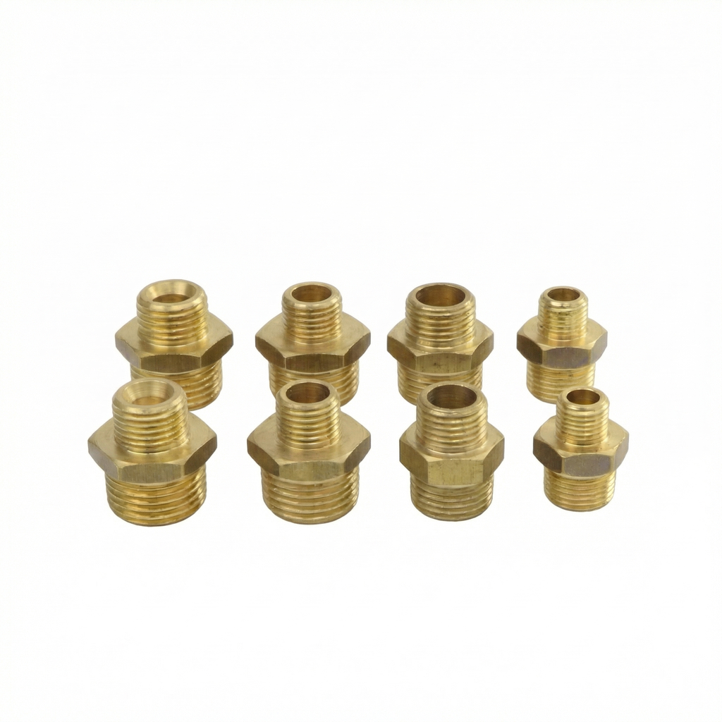 Messing Reduzier-Doppelnippel Set 1/4"-1/8", 3/8"-1/4", 1/2"-3/8", 1/4"-1/2 inkl. Teflonrolle
