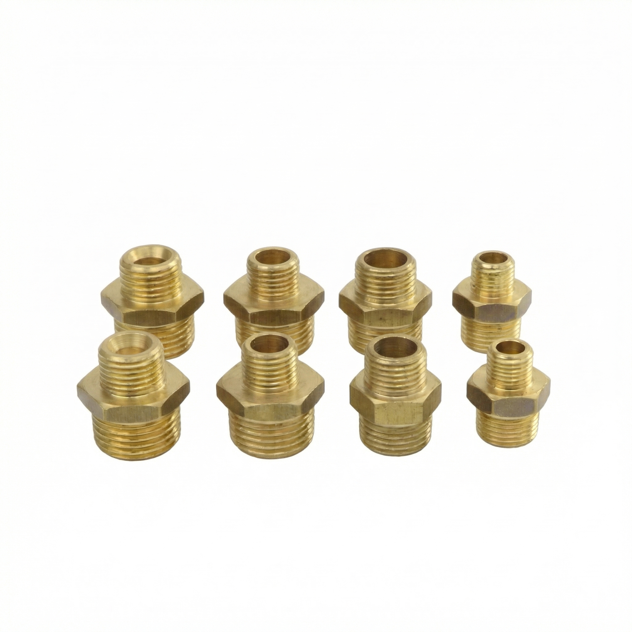 Messing Reduzier-Doppelnippel Set 1/4"-1/8", 3/8"-1/4", 1/2"-3/8", 1/4"-1/2 inkl. Teflonrolle