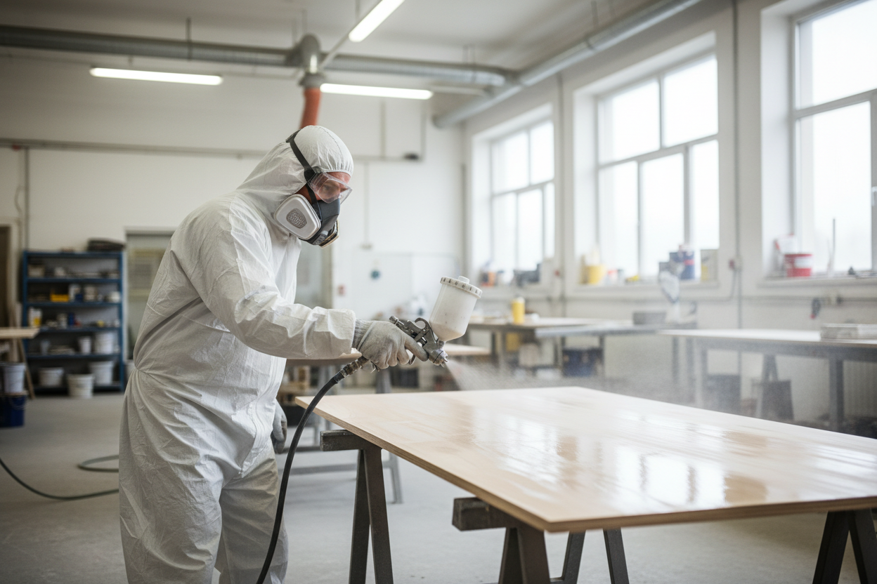 Lackierer bei der Arbeit